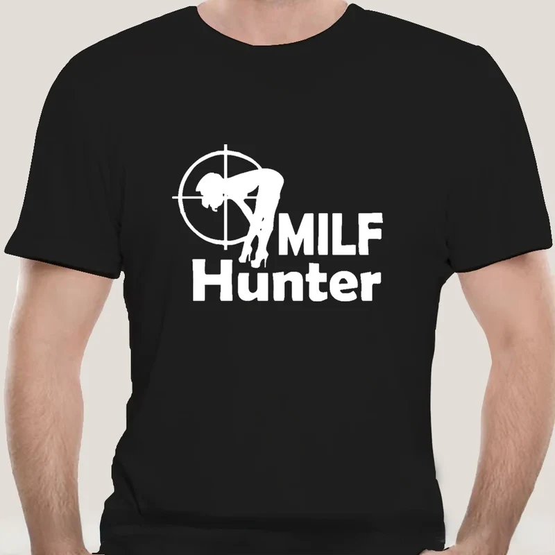 Herren Fashion Vintage Milf Hunter T-Shirt Rundhals Unisex Sommer Streetwear