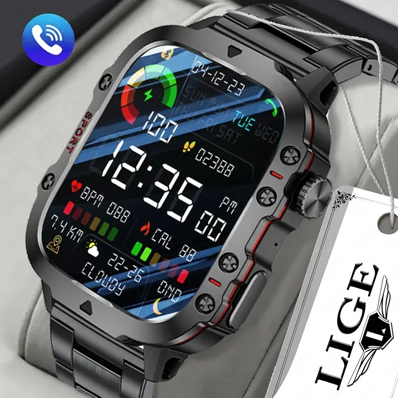 Herren Armbanduhr Digital Uhr Smartwatch Quarzuhr Bluetooth Chronograph