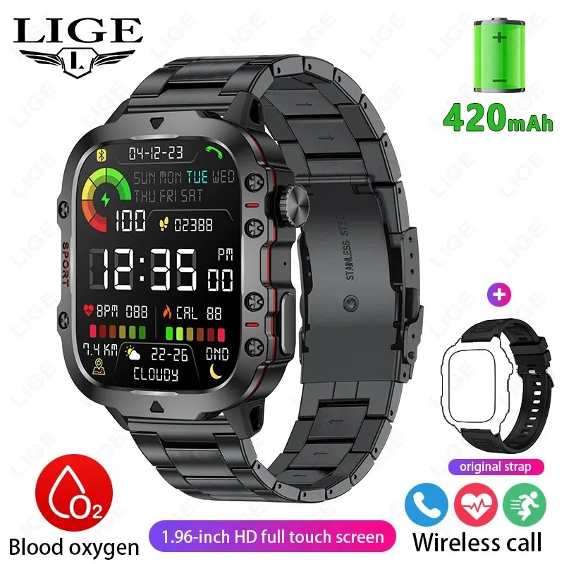 Herren Armbanduhr Digital Uhr Smartwatch Quarzuhr Bluetooth Chronograph