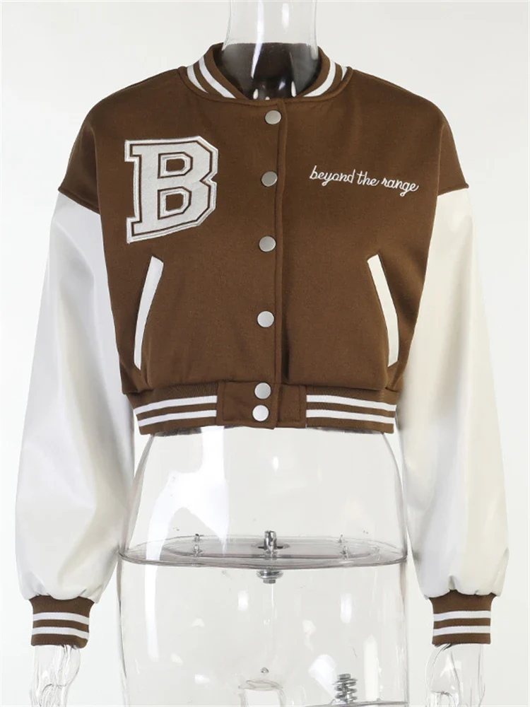 Damen College Baseball Retro Bomber Jacke Unisex Sweatjacke Collegejacke