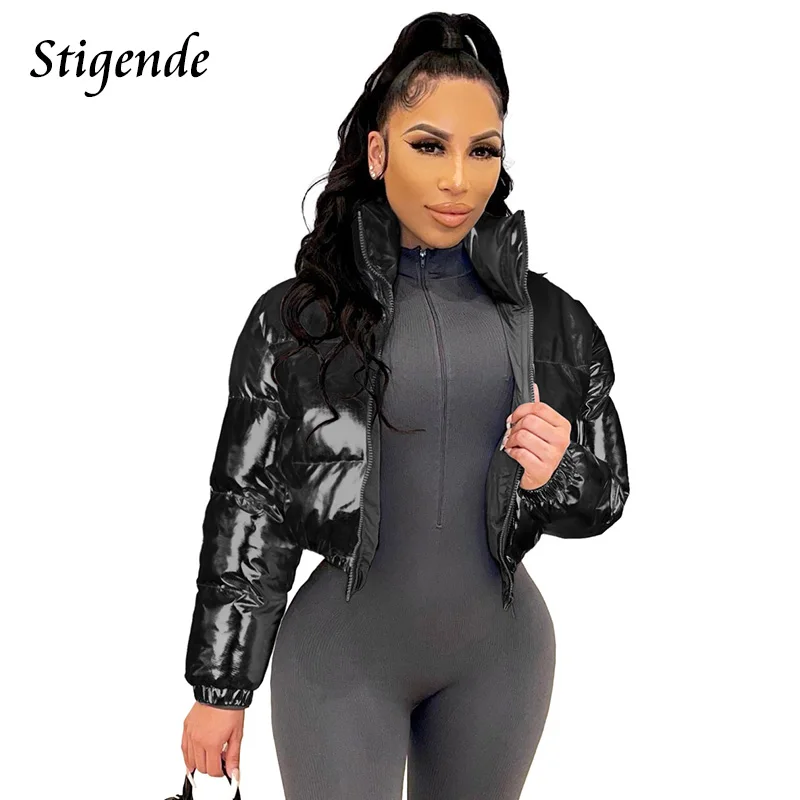 Damen Glänzende Daunenjacke Mit Kapuze Gold Steppjacke Streetwear Stepp Jacke