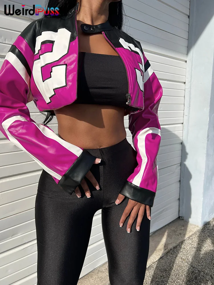 Fashion Damen College Baseball Retro Bomber Jacke Unisex Sweatjacke Collegejacke