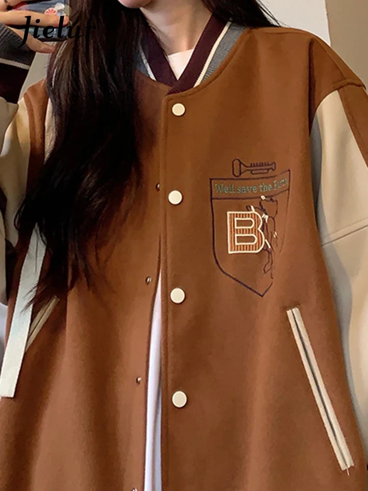 Damen College Baseball Retro Bomber Jacke Unisex Sweatjacke Collegejacke