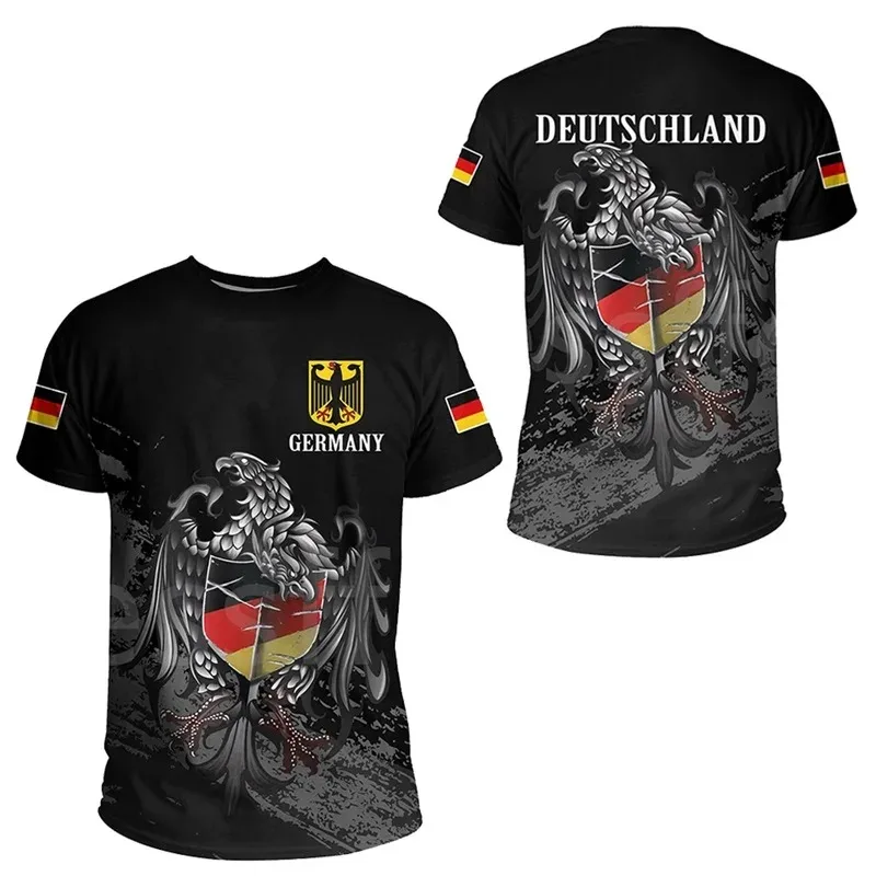 Herren Fashion Deutschland Vintage 3D T-Shirt Rundhals Unisex Sommer Streetwear