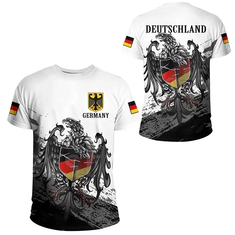 Herren Fashion Deutschland Vintage 3D T-Shirt Rundhals Unisex Sommer Streetwear