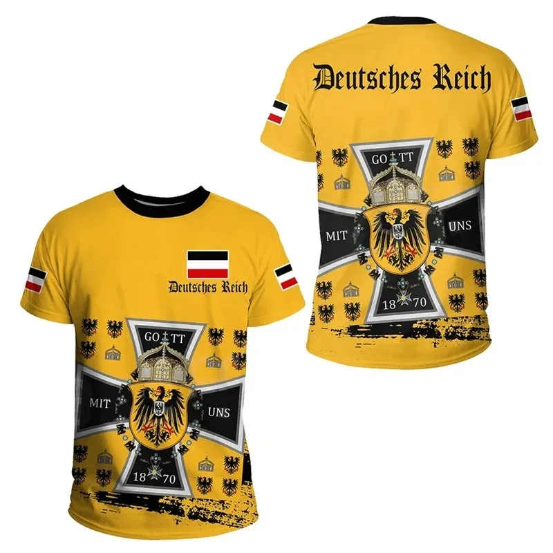 Herren Fashion Deutschland Vintage 3D T-Shirt Rundhals Unisex Sommer Streetwear