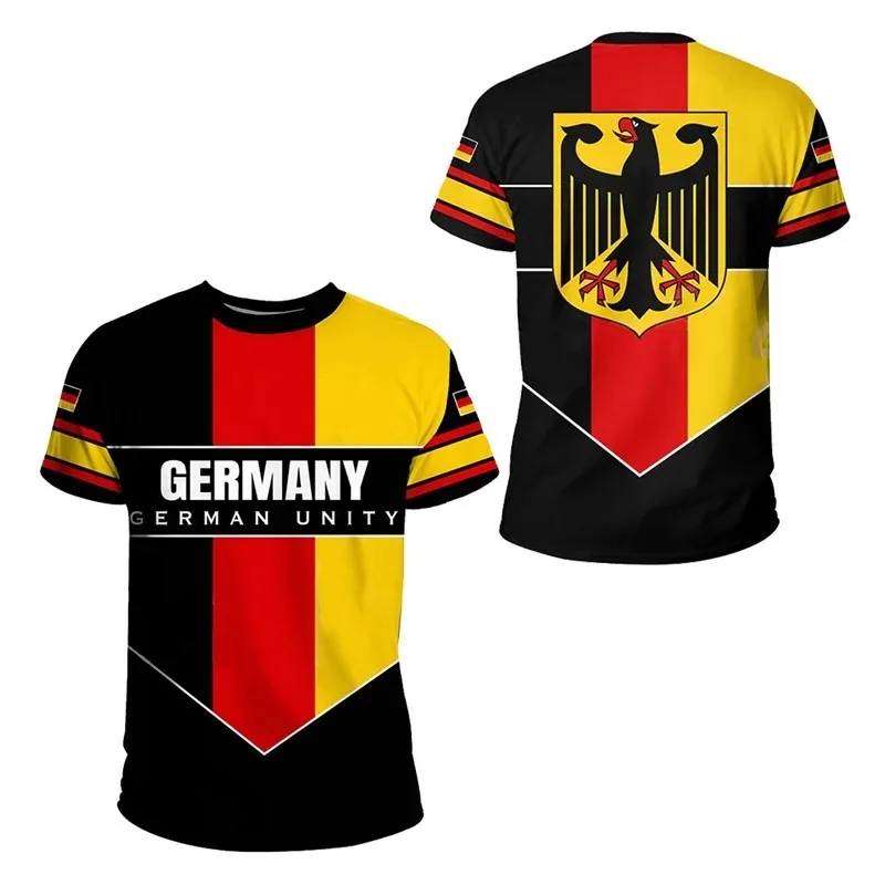 Herren Fashion Deutschland Vintage 3D T-Shirt Rundhals Unisex Sommer Streetwear