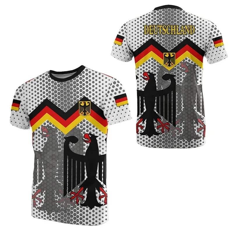 Herren Fashion Deutschland Vintage 3D T-Shirt Rundhals Unisex Sommer Streetwear