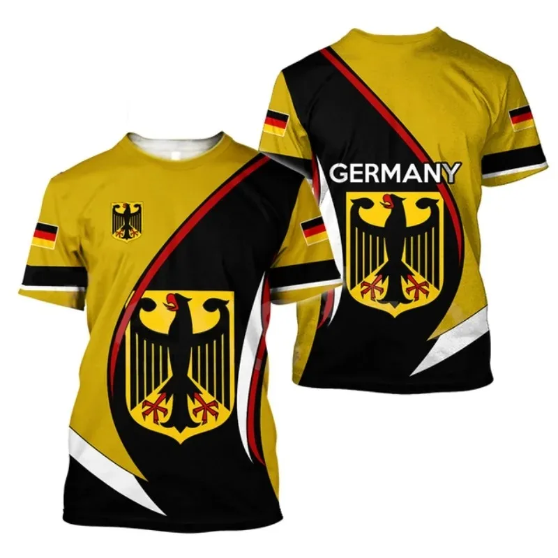 Herren Fashion Deutschland Vintage 3D T-Shirt Rundhals Unisex Sommer Streetwear