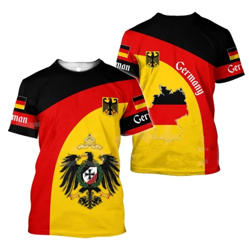 Herren Fashion Deutschland Vintage 3D T-Shirt Rundhals Unisex Sommer Streetwear