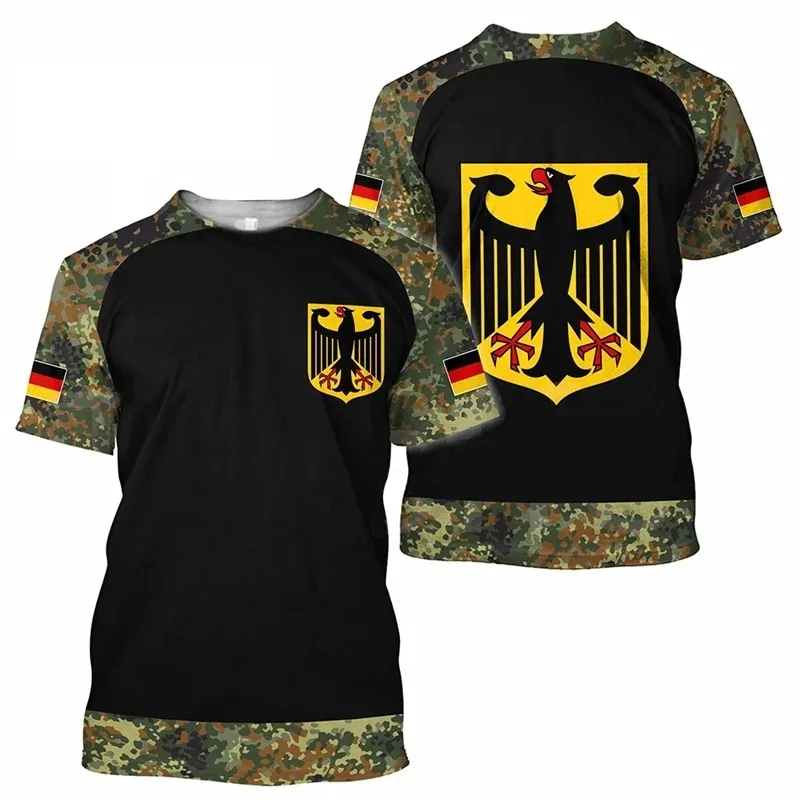 Herren Fashion Deutschland Vintage 3D T-Shirt Rundhals Unisex Sommer Streetwear