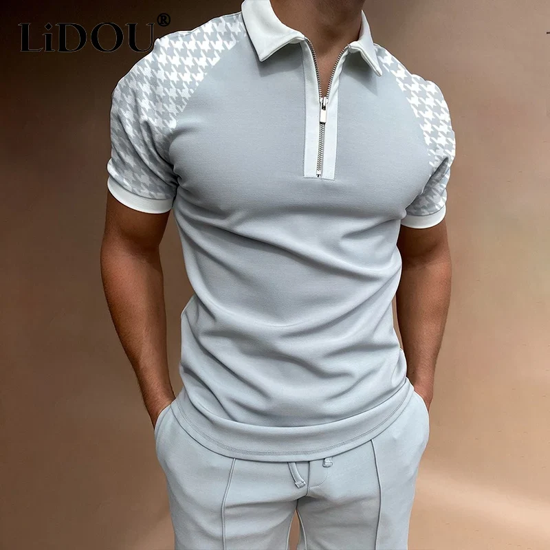 Herren Fashion Poloshirt POLO Shirt T-Shirt Kurzarm Zipper Hemd Polohemd NEU