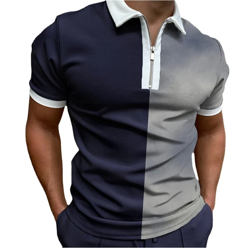 Herren Fashion Poloshirt POLO Shirt T-Shirt Kurzarm Zipper Hemd Polohemd NEU