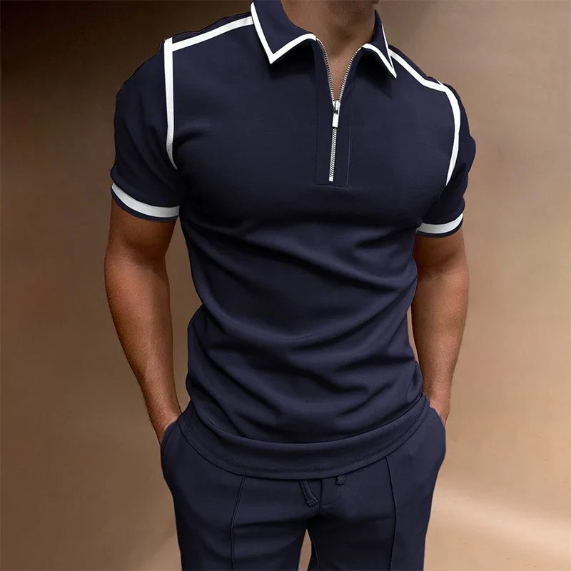 Herren Fashion Poloshirt POLO Shirt T-Shirt Kurzarm Zipper Hemd Polohemd NEU