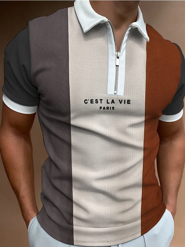 Herren Fashion Poloshirt POLO Shirt T-Shirt Kurzarm Zipper Hemd Polohemd NEU