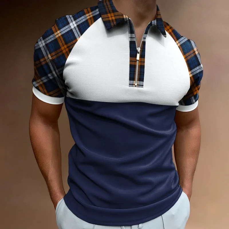 Herren Fashion Poloshirt POLO Shirt T-Shirt Kurzarm Zipper Hemd Polohemd NEU