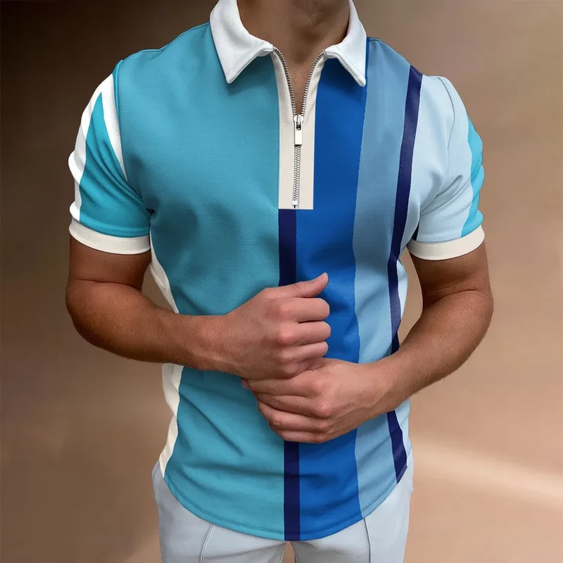 Herren Fashion Poloshirt POLO Shirt T-Shirt Kurzarm Zipper Hemd Polohemd NEU
