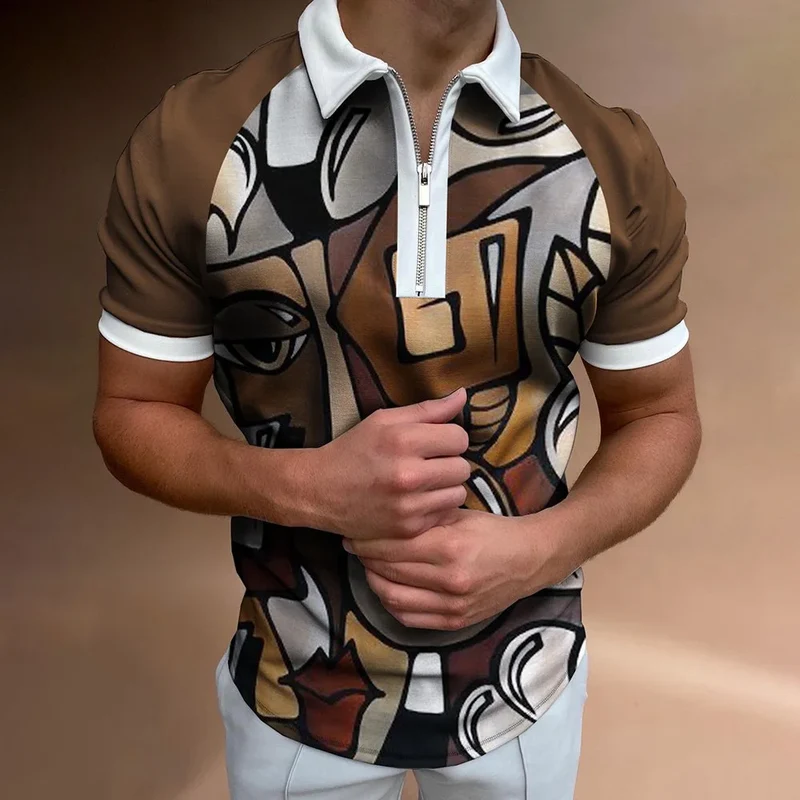 Herren Fashion Poloshirt POLO Shirt T-Shirt Kurzarm Zipper Hemd Polohemd NEU