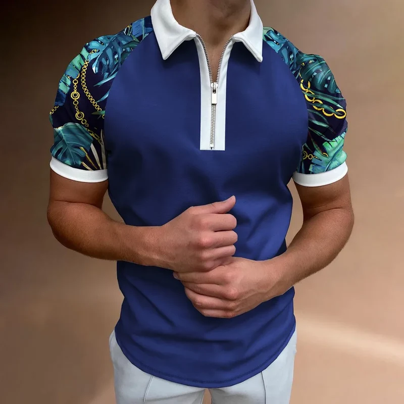 Herren Fashion Poloshirt POLO Shirt T-Shirt Kurzarm Zipper Hemd Polohemd NEU