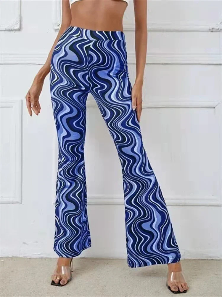 Damen Yoga Hose Bootcut Hüftjeans Schlaghose Flared Leggins Flower Power Retro