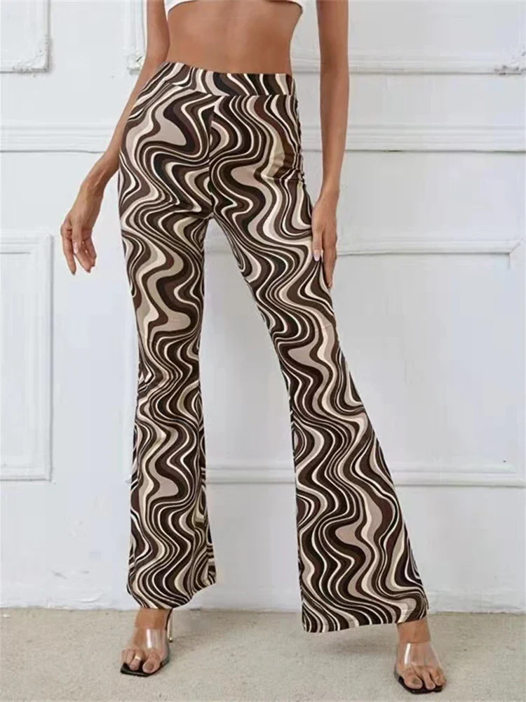 Damen Yoga Hose Bootcut Hüftjeans Schlaghose Flared Leggins Flower Power Retro