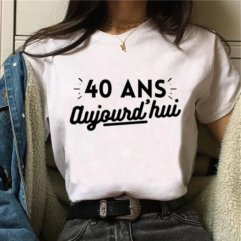 Damen Sommer Top 3D i am 39+ T-Shirt Rundhals Streetwear lockeres Damentop