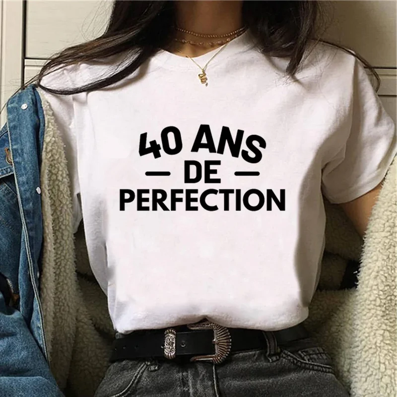 Damen Sommer Top 3D i am 39+ T-Shirt Rundhals Streetwear lockeres Damentop