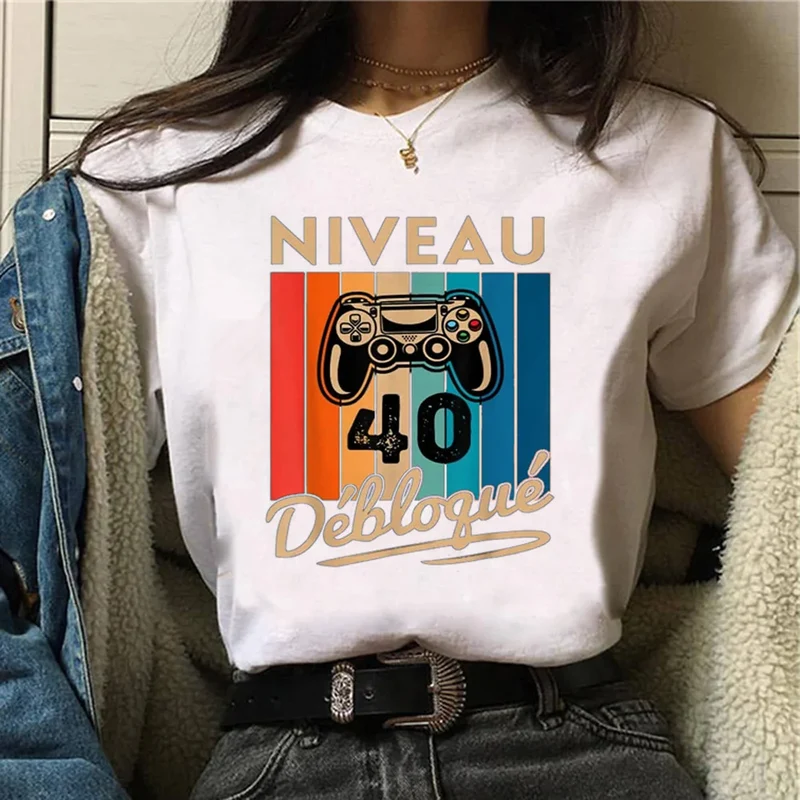 Damen Sommer Top 3D i am 39+ T-Shirt Rundhals Streetwear lockeres Damentop
