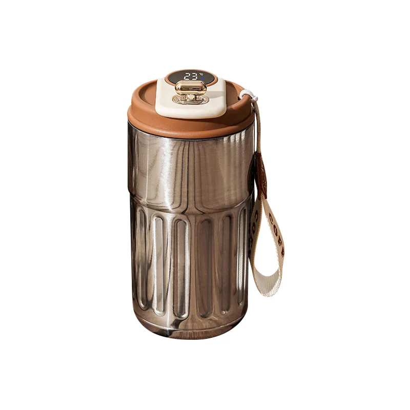 Thermobecher m Temperaturanzeige Becher Edelstahl 450ml MUG Isolierbecher Tasse