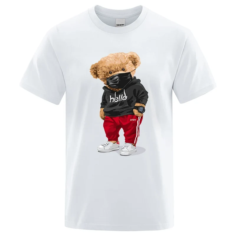 Männer Fashion T-Shirt Teddybär Unisex Sommer Shirt Streetwear 100% Baumwolle