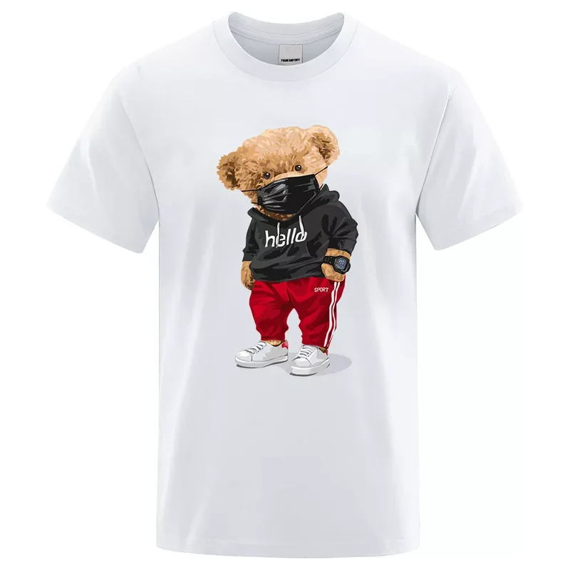 Männer Fashion T-Shirt Teddybär Unisex Sommer Shirt Streetwear 100% Baumwolle