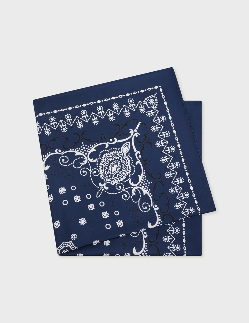 Bandana en twill de soie marine