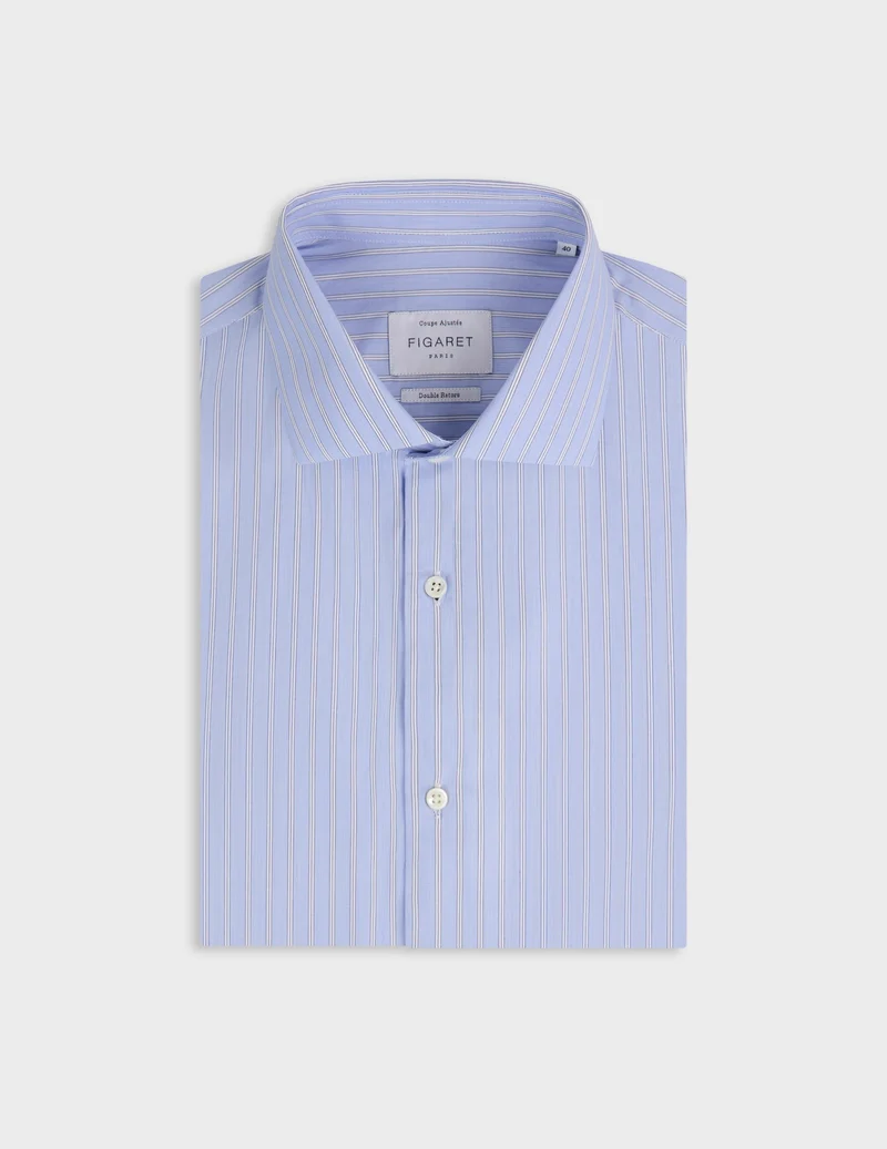 Chemise ajustée rayée bleue