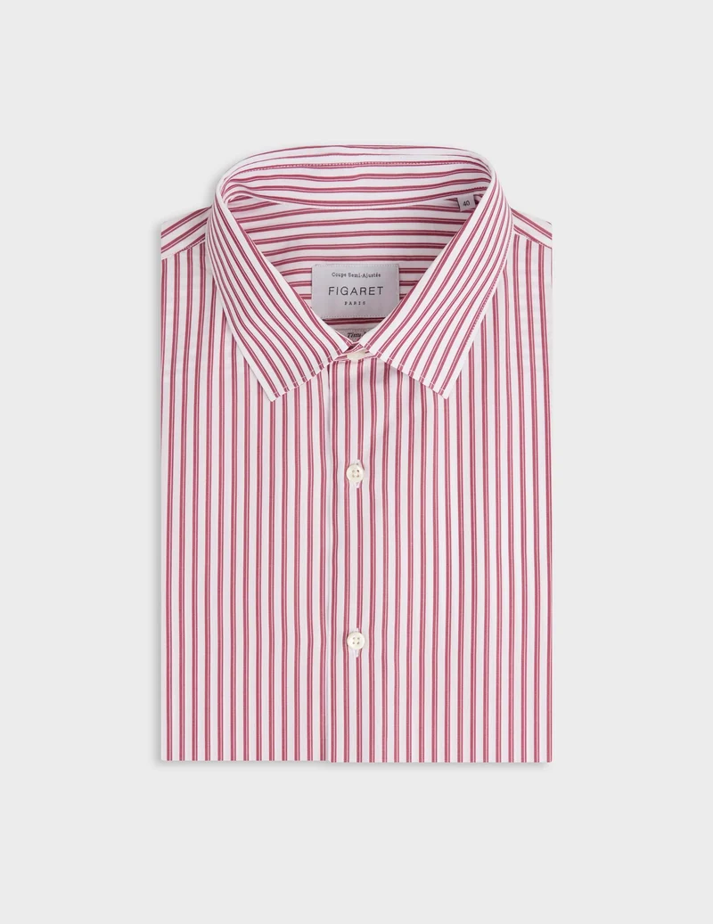 Chemise semi-ajustée rayée rouge