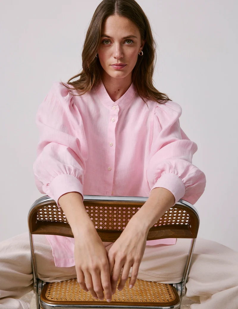 Chemise Lanaée en lin rose clair