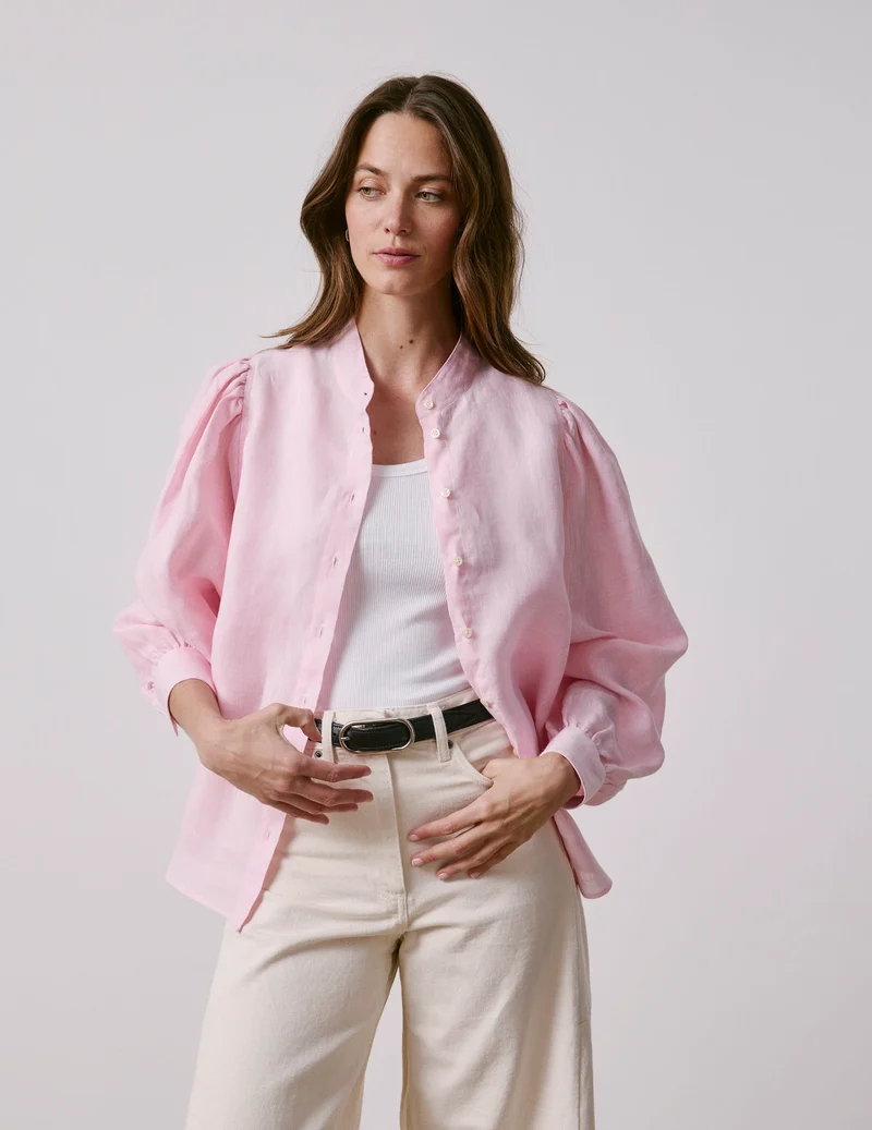 Chemise Lanaée en lin rose clair