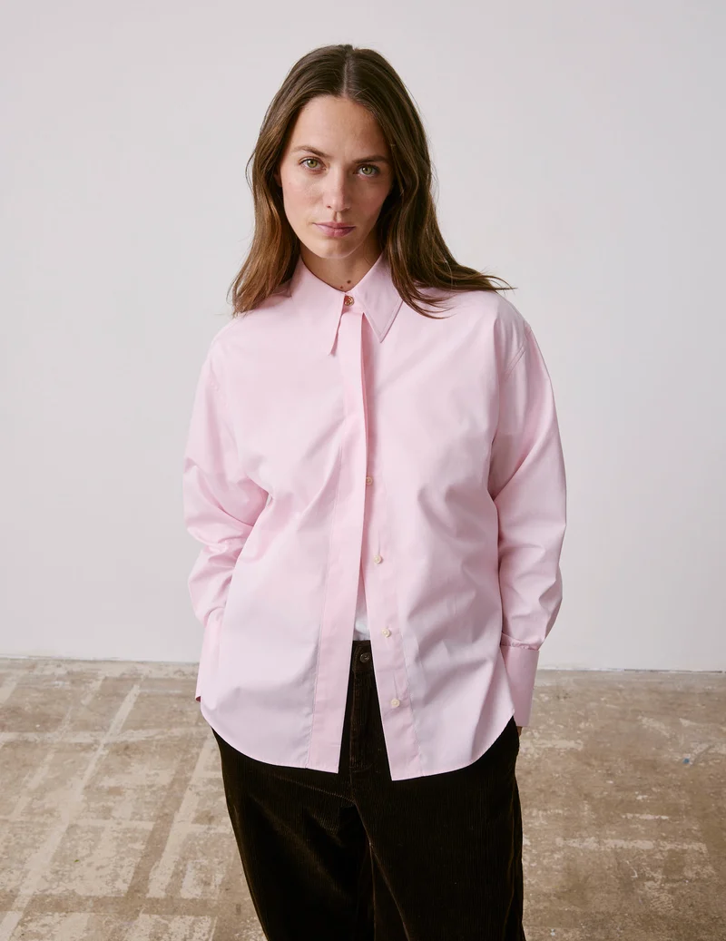 Chemise Irisa gorge cachée rose clair