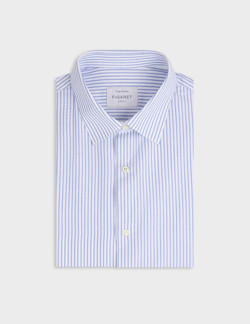 Chemise ajustée rayée bleue