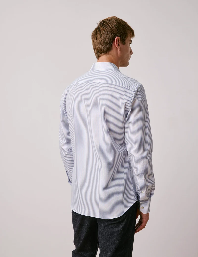 Chemise ajustée rayée bleue