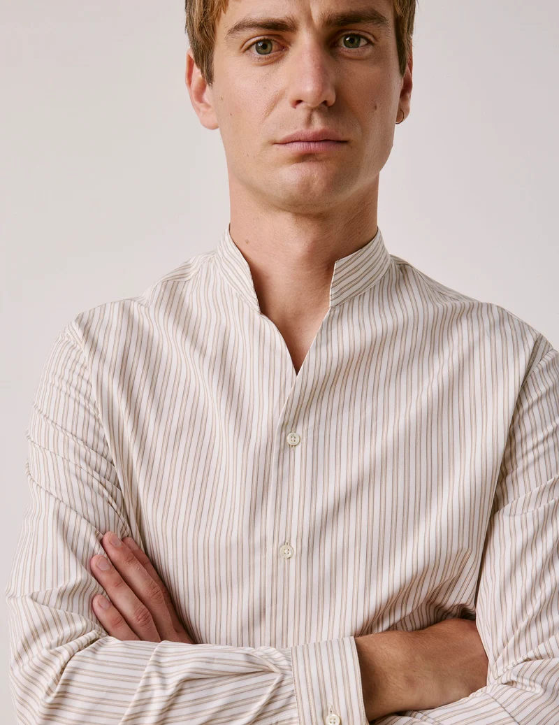 Chemise Carl rayée beige