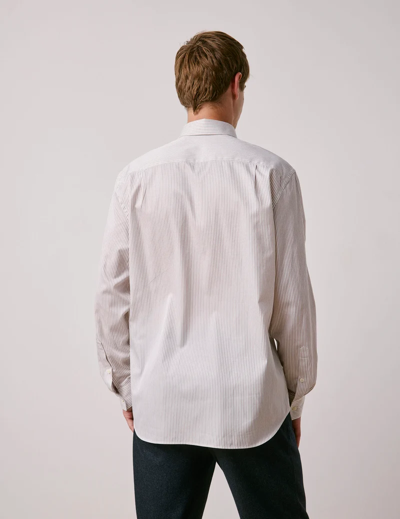 Chemise classique rayée marron