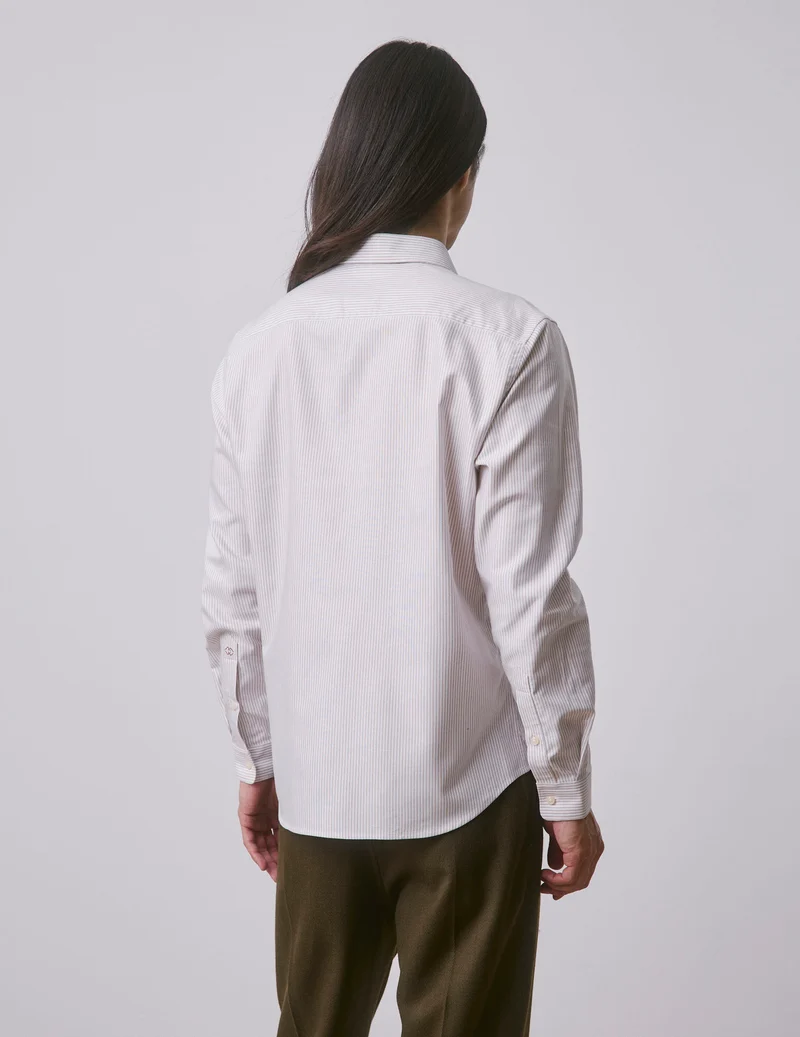 Chemise mixte "Je t'aime" rayée beige