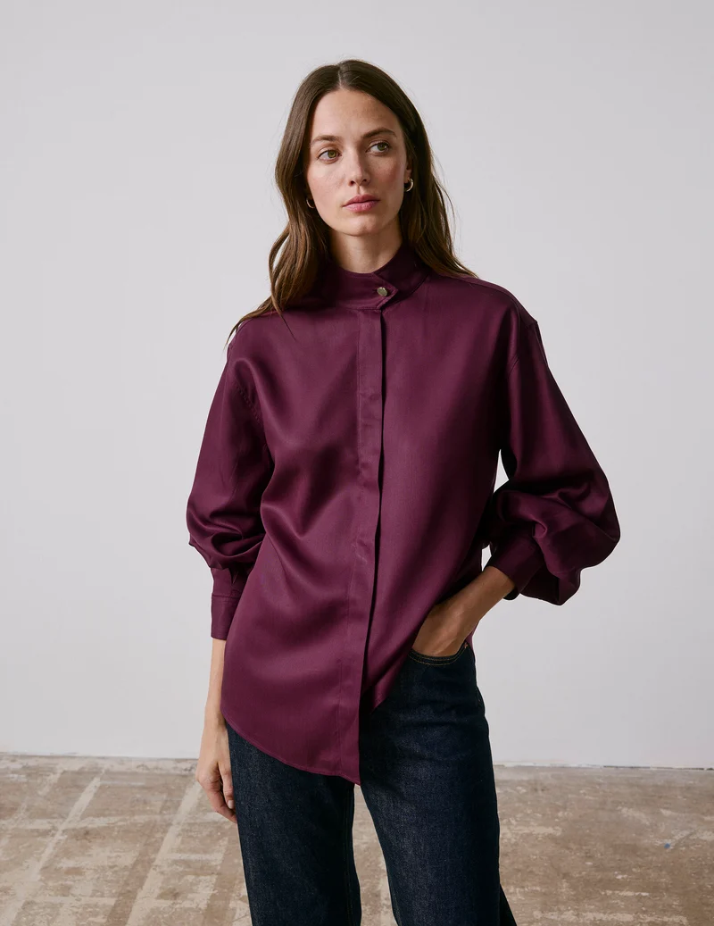 Chemise Innaée en lyocell bordeaux