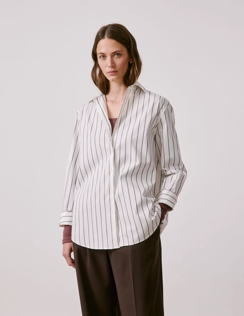 Chemise Mathilde rayée marron