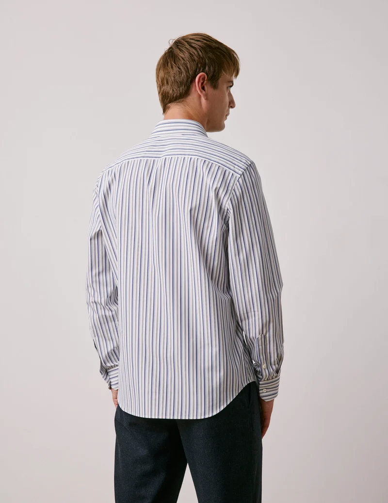 Chemise semi-ajustée rayée bleu marine