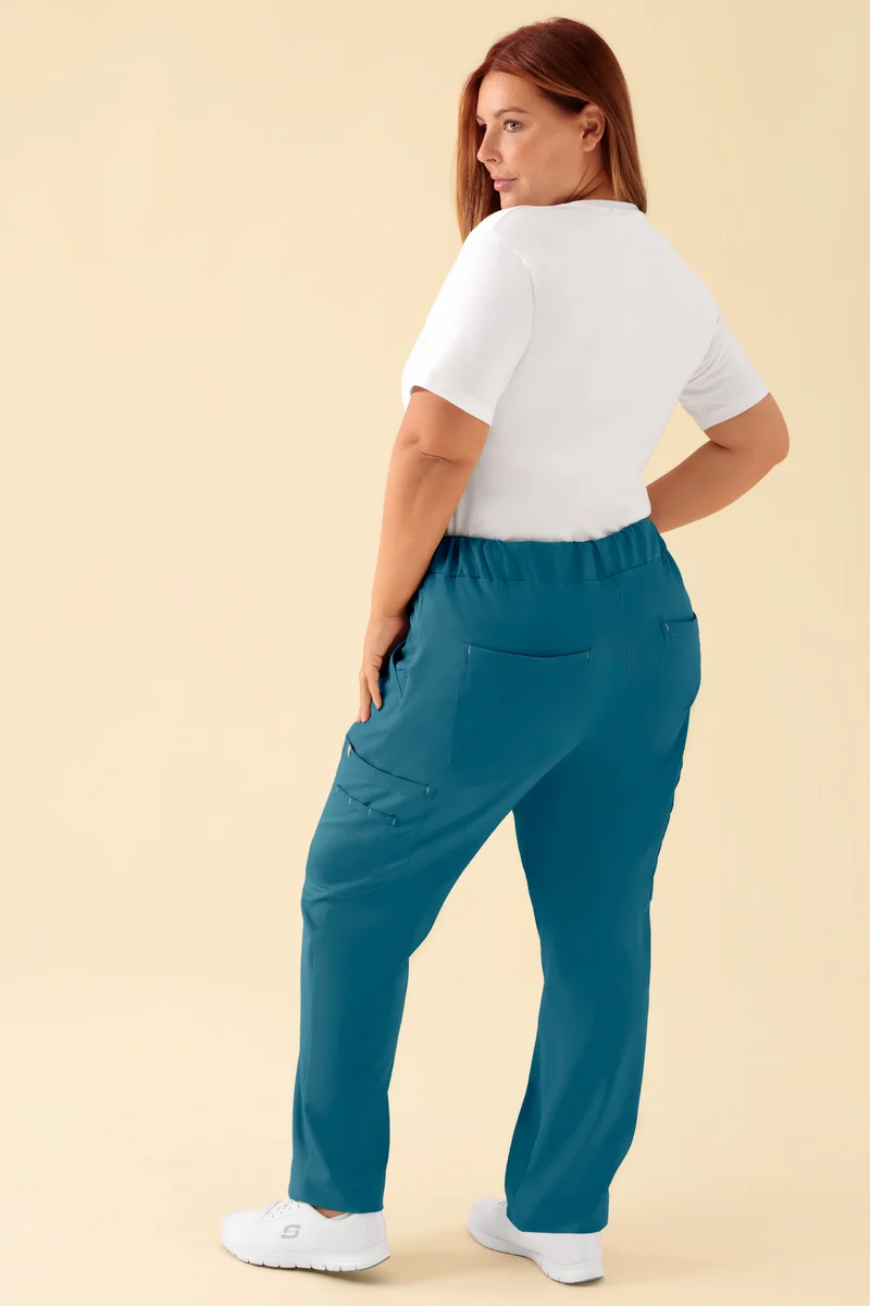 KAERE Hose Damen - gerader Saum mit Beintaschen petrol