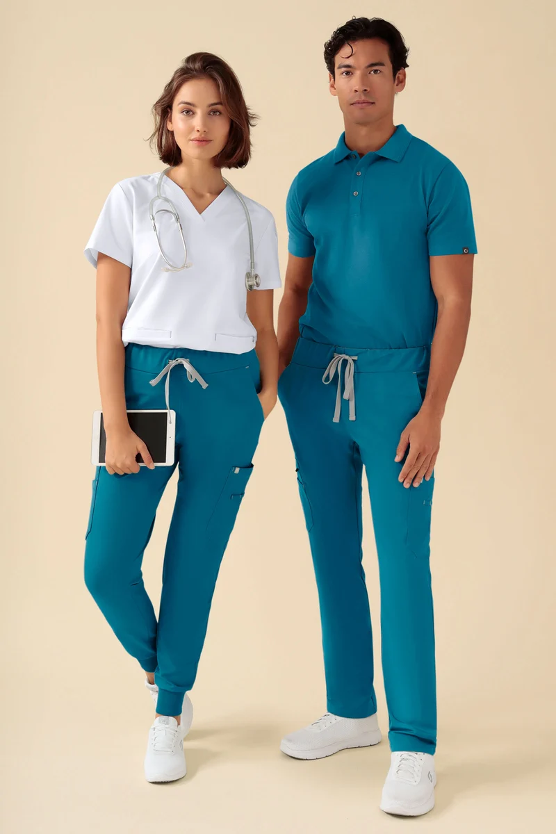 KAERE Hose Damen - Saumbündchen mit Beintaschen petrol