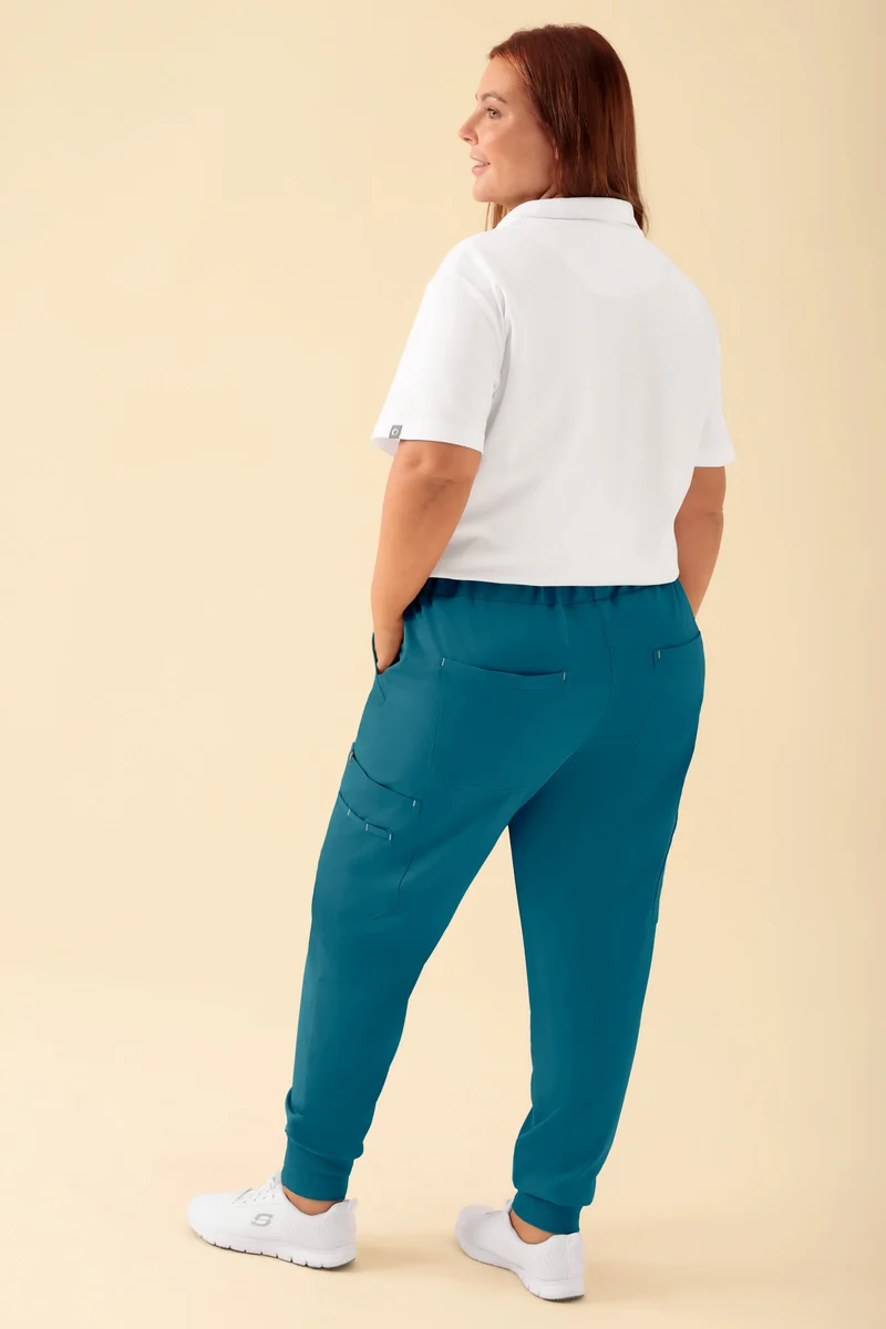 KAERE Hose Damen - Saumbündchen mit Beintaschen petrol