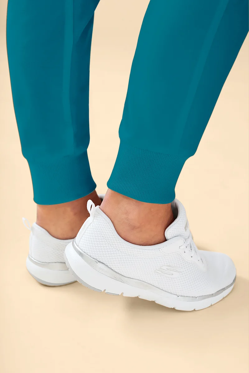 KAERE Hose Damen - Saumbündchen mit Beintaschen petrol
