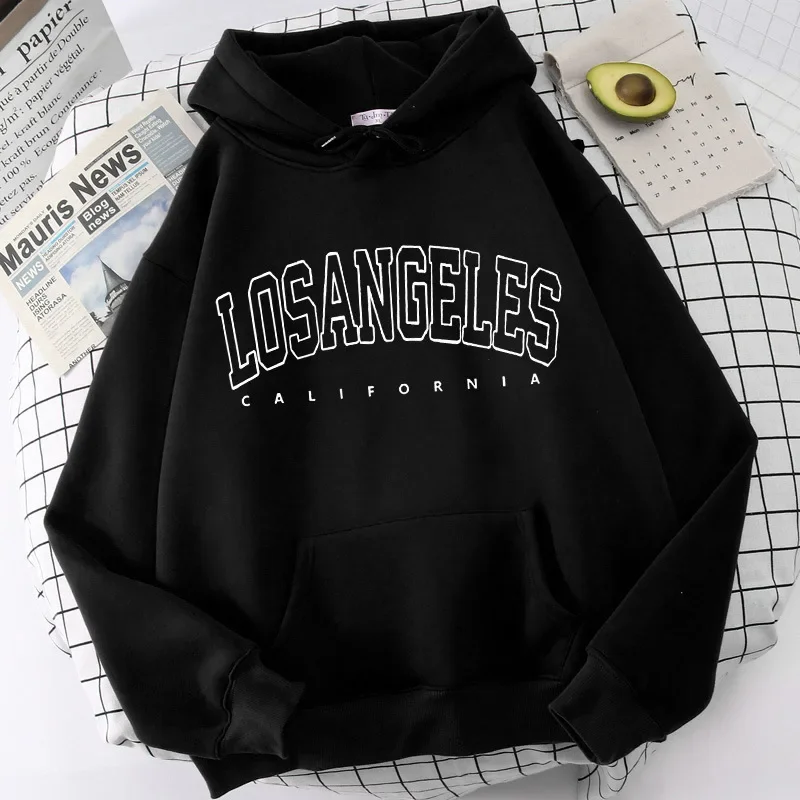 Felpa Con Cappuccio Donna Los Angeles Giacca Sportiva Hoodie Tuta Maglia Shirt